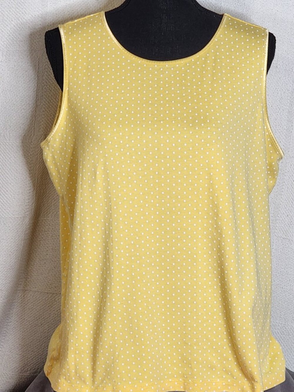 CJ Banks Yellow Polka Dot Layer Your Look Cotton Satin Hem Dress Tank Top Sz 1X